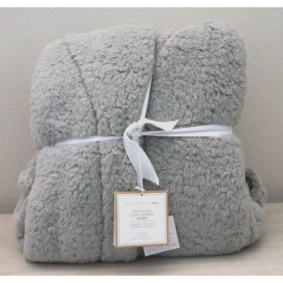 Pottery Barn Teen Sz XS/S Gray Recycled Cozy Sherpa Robe - Picture 1 of 6